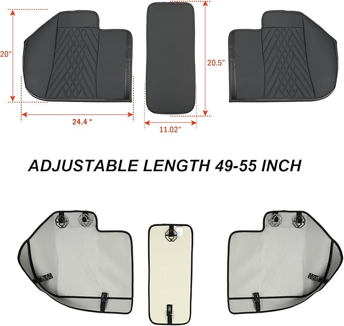 GIANT PANDA PU Leather Rear Seat Cover Protector, Anti-Slip Adjustable (50~55.5'') – Fits 90% Vehicles (Excludes Large SUVs/Trucks) - Black