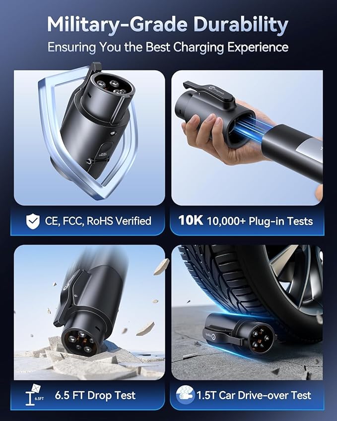 Ecogenix Tesla to J1772 Charger Adapter, Max 80A 240V for J1772 EVs Only, NACS to J1772 Electric Vehicles Charging Adapter, Compatible with Tesla Mobile Charger, Wall Connector, Destination
