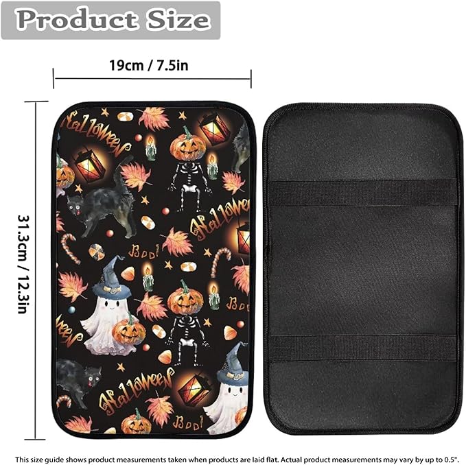 Car Armrest Cushion Pads Halloween Spooky Pumpkins Arm Rest Protector Auto Middle Console Covers Non Slip Universal Fit for Truck Auto SUV Car Accessories