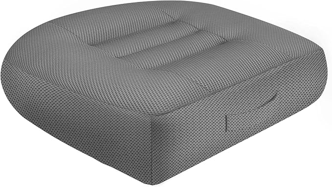 ESMING Car Booster Seat Cushion with Adjustable Height for Short Drivers, Tailbone Pain Relief, Breathable Mesh Memory Foam for Truck SUV Office Chair 15.7x15.7x4.7 Inches - Gray