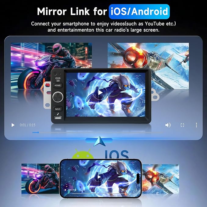 Car Stereo for Chevrolet Silverado Tahoe Suburban 2003-2006, for GMC Siera 2003-2007 Canyon, for Hummer H2 2003-2007 Wireless Carplay Android Auto,7'' Touch Scree Radio with GPS SWC Backup Camera