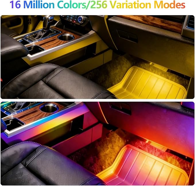 car led Lights Interior,car Ambient Lighting,Inside Lights for car,APP Control 16 Million Colors Music Sync,DIY Mode Multicolor led Lights for car Interior,Trucks,SUVs,12V Power