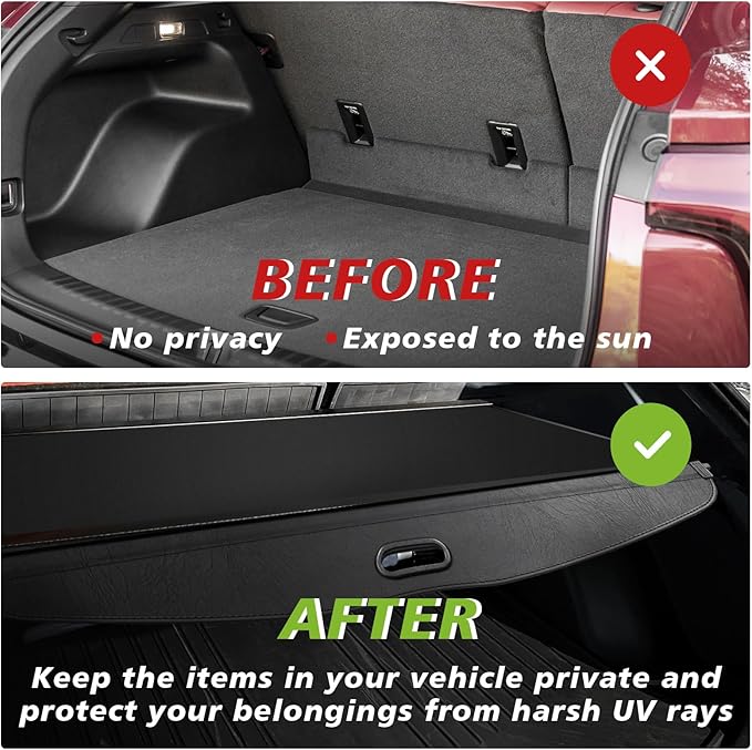 BestEvMod Retractable Trunk Cargo Cover Compatible with Chevy Blazer EV 2026 2025 2024 2023/ Honda Prologue Accessories Interior Accessories, Black Rear Trunk Cargo Shield Privacy Cover