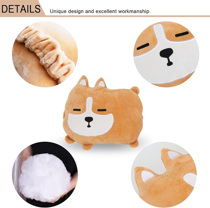 Sexysamba 2PCS Cuddly Chubby Corgi Car Neck Pillow, Cute Headrest Pillow for Car, Comfortable Soft Seat Pillow for Driving, Head Rest Cushion, Neck Pillow for Travelling and Home - Corgi