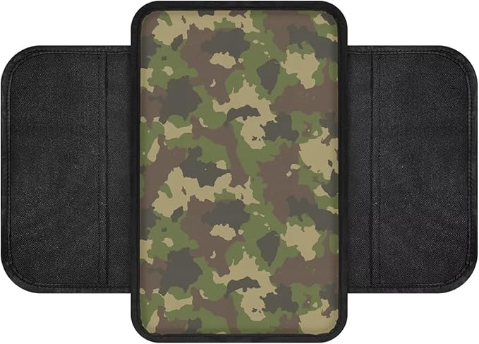Camo Green Print Center Console Covers for Cars Waterproof Vehicle Armrest Cover Pad Non-Slip Armrest Seat Box Cover Protector Car Decoration Accessories