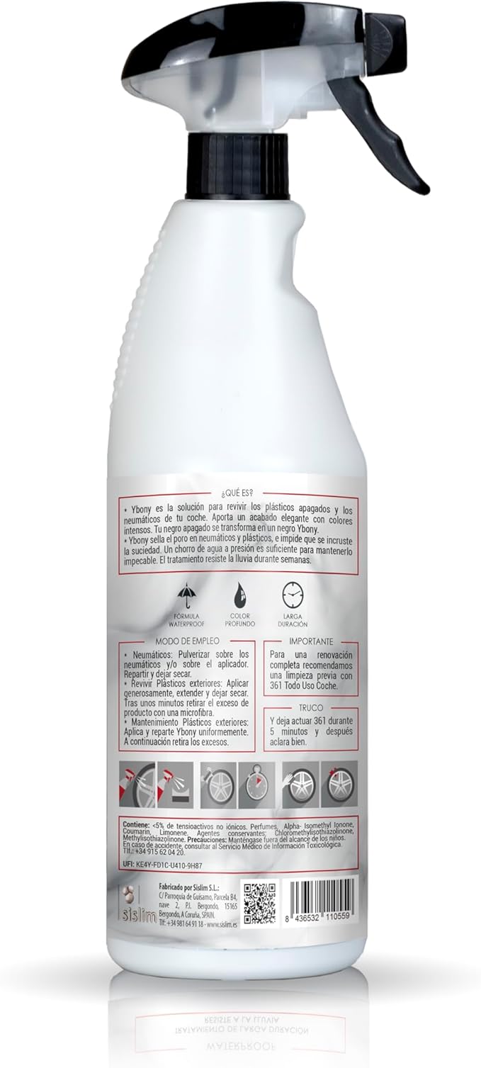 Sisbrill Ybony Plastic Restorer for Cars – Renews Faded Plastic Trim, Protects Against UV & Dirt – 25 fl oz