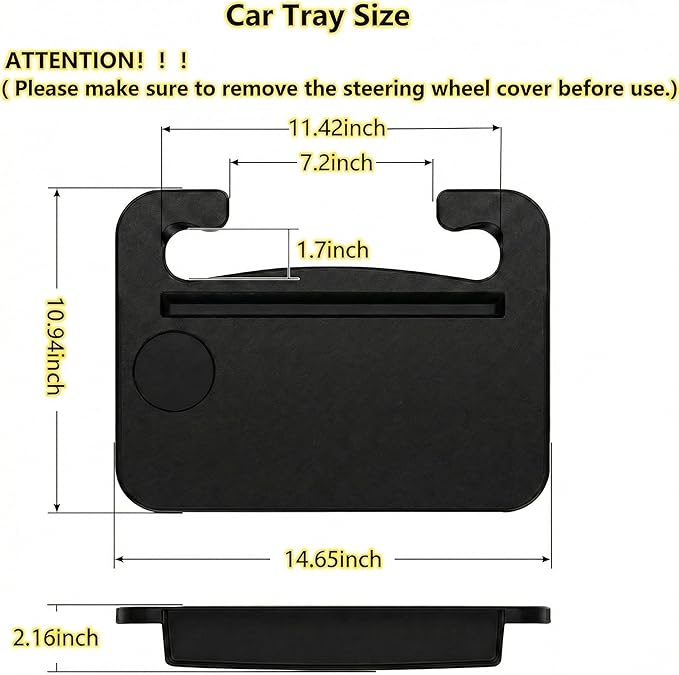 Steering Wheel Tray - 2-in-1 Steering Wheel Desk,Steering Wheel Tray Table with Seat Gap Filler Organizer,Car Food Tray for Driverl,Car Desk for Laptop & Eating