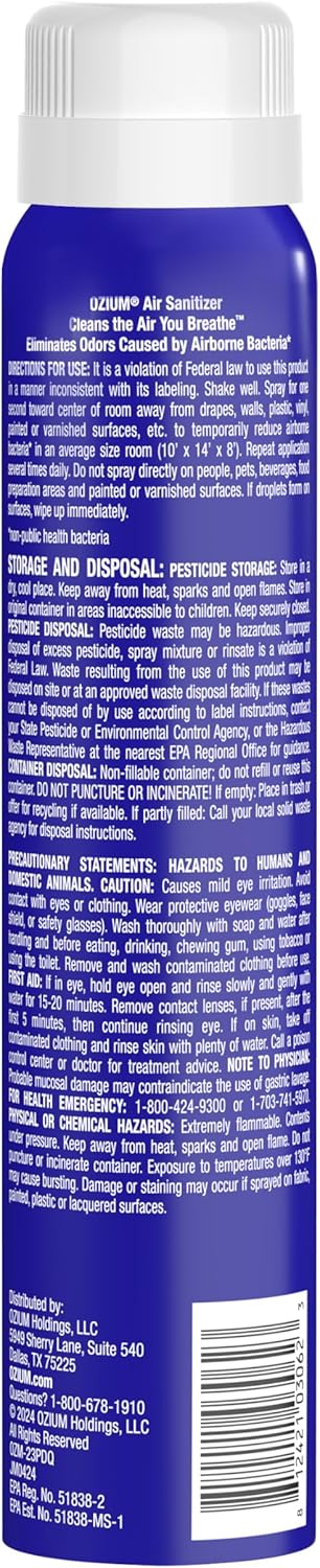 Ozium 3.5 Oz. Air Sanitizer & Odor Eliminator for Homes, Cars, Offices and More, Vanilla Scent, 2 Pack