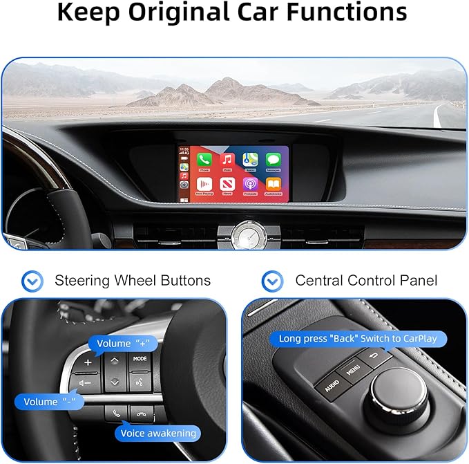 Decoder Adapter Retrofit Kit Compatible with Lexus 2014-2017 ES200/NX2O0/NX300/ES250/ES300/RX200t/CT200h/IS250, Supports Wireless CarPlay Android Auto/ Voice Control/ Mirror Link/ Camera/USB Drive