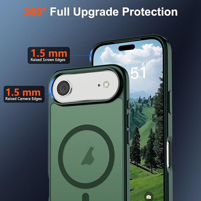 SUPFINE Magnetic for iPhone Air Case (Compatible with MagSafe)(Military Grade Drop Protection) Slim Translucent Matte Shockproof with Anti-Fingerprint Phone Cover for 17 Air,Forest Green