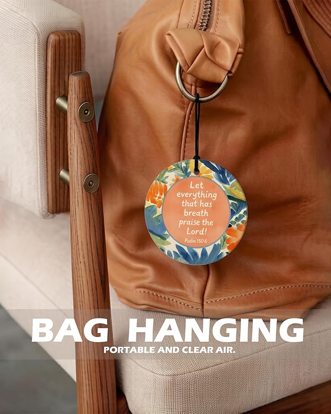 Jesus Christian Round Citrus Car Air Freshener 4 Pcs, Colorful Floral Religious Hanging Air Freshener for Cars Bathroom Dorm Books Decor, Jesus Christian Accessories Gifts for Women Men
