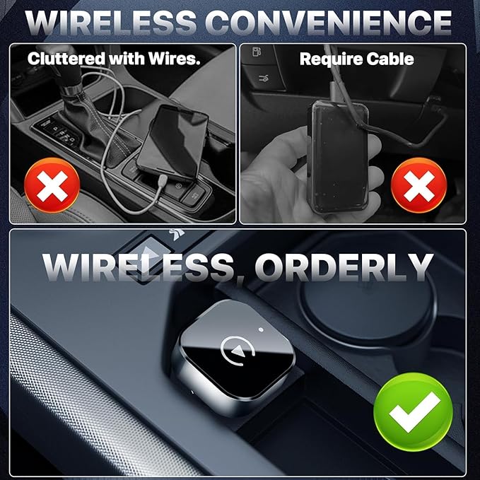Wireless CarPlay Adapter, 2026 Mini CarPlay & Android Auto Wireless Adapter 2-in-1