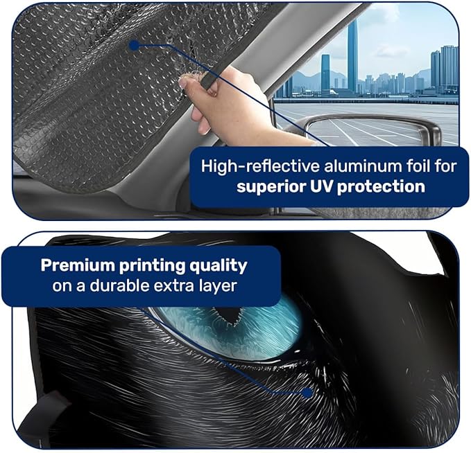 GENANY Lovely Black Cat Windshield Sun Shade for Car SUV Truck (55x30 Inches), Sun Shade Windshield, Shades for Front Windows, Protector Blocks UV, Car Decor