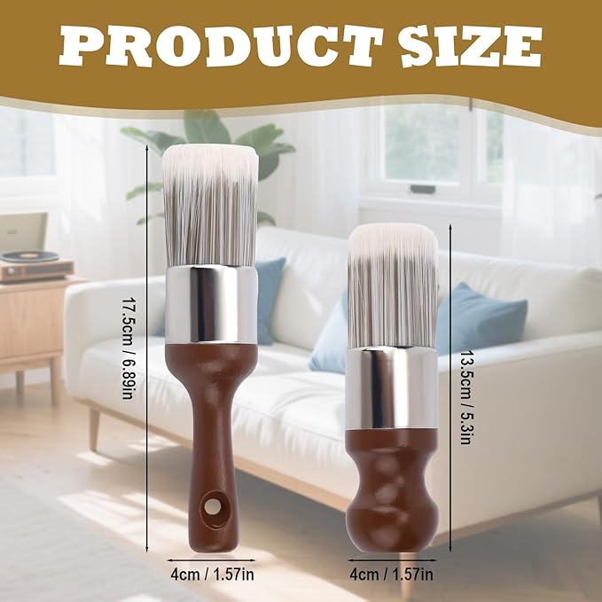 2pcs Furniture Salve Brush, Soft Bristles & Ergonomic Handle Leather and Wood Cleaner Brush Wax Cream Applicator Tool for Car Interiors & Home Cleaning Repair Maintenance