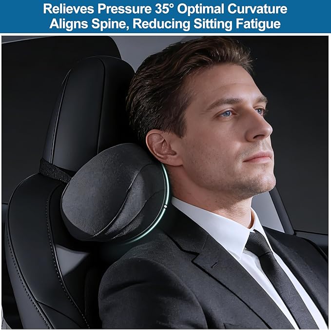 2025 Car Headrest & Lumbar Support Cushion Car Seat Cushion with Neck Pillow & Lumbar Support Kit Ergonomic Seat Headrest and Backseat Universal Fit Headrest Car Pillow for Driving Seat Office