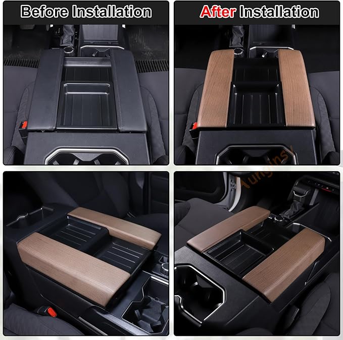 Car Center Console Armrest Protector Cover Compatible with Toyota Tundra 2022+ & Sequoia 2023+, Central Armrest Seat Storage Box Cover Cushion Lid Protector Pad Waterproof Anti-Scratch ABS Accessories