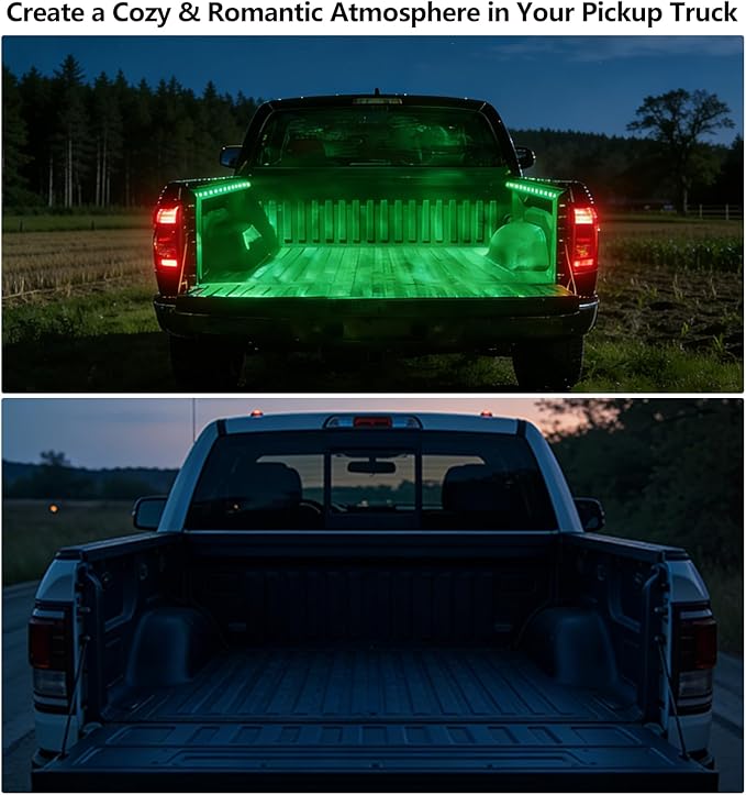 Truck Bed Lights 2Pcs - RGB 16 Million Colors, APP & Built-in Control, IP67 Waterproof, Music Sync, 12V DC, 60-Inch Led Light Strip