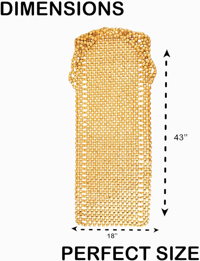 VaygWay Beaded Seat Cushion Car Driver Seat Cover with Durable & Double Strung Natural Wood Beads- Cooling Comfort Ventilated Massaging Support Cushion for Cars, Trucks & Office Chairs