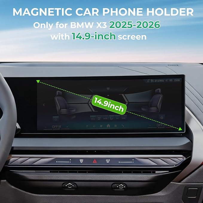 Car Phone Holder for BMW X3 2026 2025 (Only for 14.9-Inch Screen) 360° Rotation Magnetic Cell Phone Mount, Compatible with Magsafe, Does Not Affect Air Vent