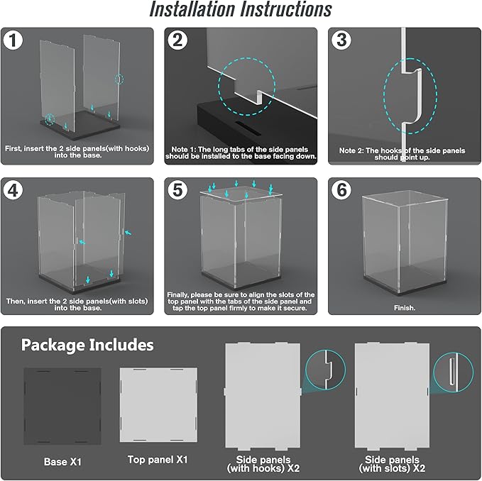 Choowin Acrylic Display Case for Lego Cat 21349 for Lego R2D2 75308 for Lego Transformers Soundwave 10358 Thickened Clear Acrylic Display Cases for Collectibles Assemble Dustproof Display Box(White)