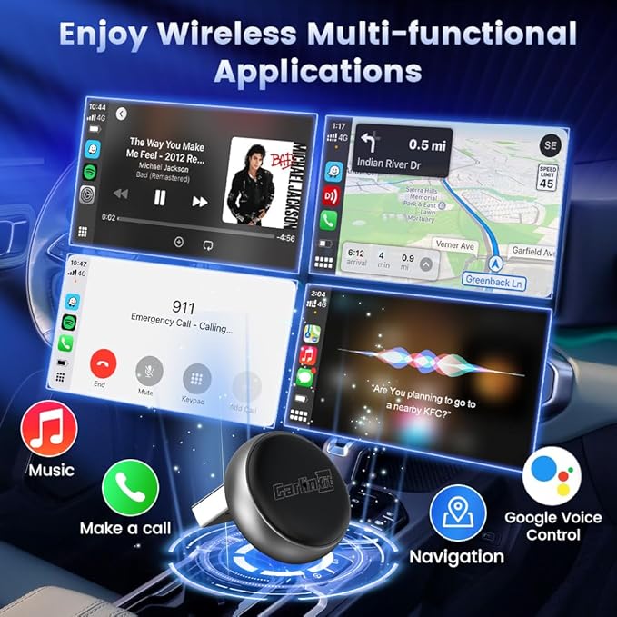 Carlinkit Mini Ultra3 Wireless CarPlay & Android Auto Adapter for OEM Wired Cars - 2.4/5Ghz WiFi Fast Boot, Plug & Play, Online Update, Mini Desgin Compatible with iOS 10+/Android 11.0+