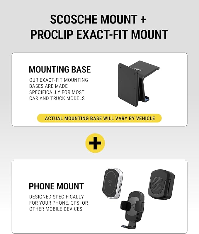 Scosche Heavy Duty MagSafe Mount/Tablet Holder for Car, Magnetic Cell Phone Stand with Extra Strong Magnets and AMPS Mounting Plate for ProClip Vehicle Specific Mount Bases