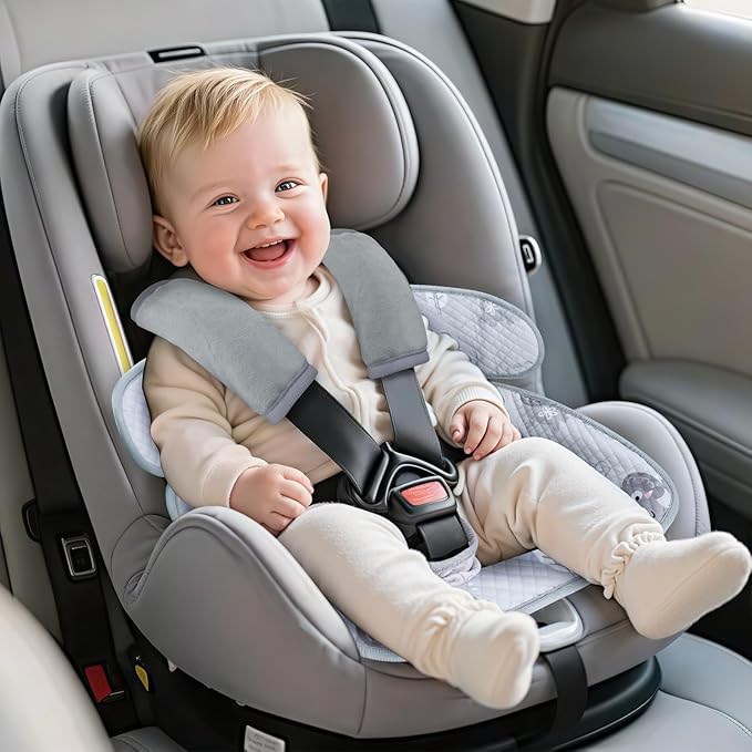 Car Seat Potty Training Protector Set, 2 Pack Waterproof Piddle Pad for Baby Toddlers, Leak-Proof Car Seat Liner with Non-Slip 2 Strap Covers, Machine Washable - Gray