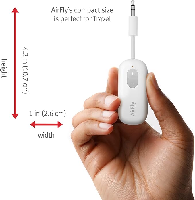 Twelve South AirFly SE, Bluetooth Wireless Audio Transmitter for AirPods/Wireless or Noise-Cancelling Headphones; Use with Any 3.5 mm Audio Jack on Airplanes, Gym Equipment or iPad/Tablets (Black)