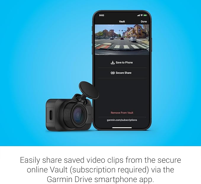 Garmin Dash Cam Mini 3 Ultracompact 1080p HD Camera | 140° FOV, Clarity Polarizer, Voice Control, Automatic Incident Detection Recording | with Signature Series 64GB Micro SDXC Card