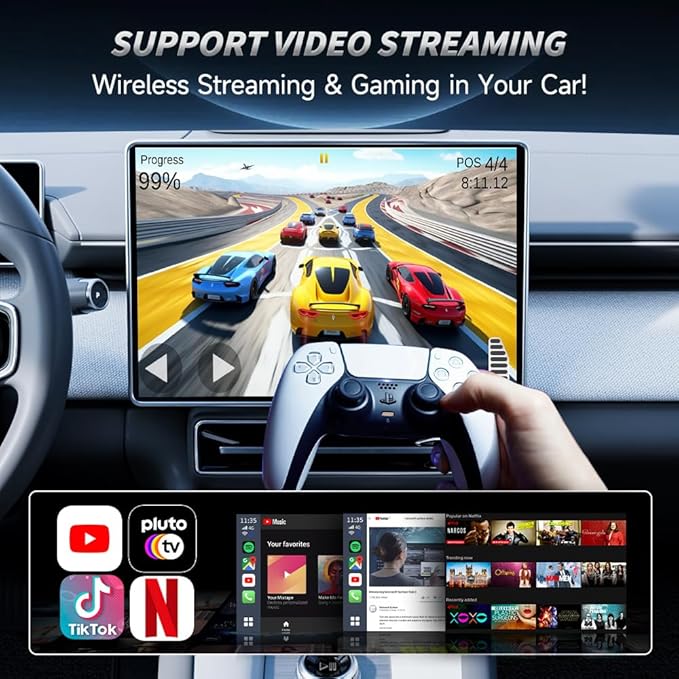 CarlinKit CarPlay Ai Box Magic Box Android 13.0 System Wireless CarPlay Adapter Android Auto Support Netflix YouTube Google GPS+Glonass 4GNetwork.for iPhone & Android Phone,Wired to Wireless,8GB+128GB