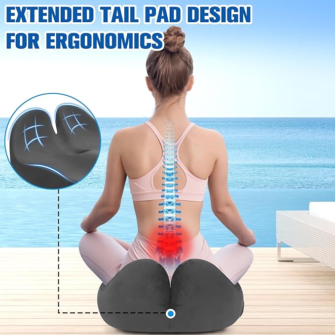 Seat Cushion, Chair Cushions for Office Chairs/Desk Seats/Wheelchair - Hip&Sciatica&Tailbone Pain Relief Memory Foam Office Chair Cushion for Long Sitting Office Workers (Grey, X-Large)
