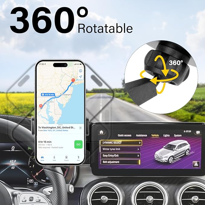 Car Phone Holder Compatible with 2019-2022 GLC/2019-2022 C-Class/2021-2022 V-Class Accessories 10.25-Inch Screen Fixed Clip Cell Phone Mount Bracket Hands-Free 360° Rotation