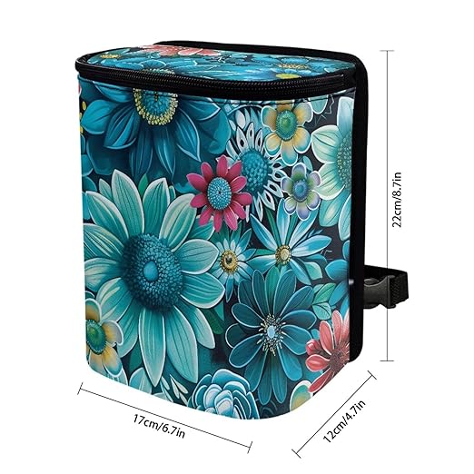 Novelty Floral Car Trash Can Auto Garbage Bag with Lid Leak-Proof Car Storage Bag Garbage Bag Hanging for Headrest Portable Vehicle Backseat Organizer