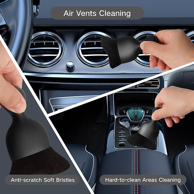 Qydipclin 10pcs Windshield Cleaner Tool, Car Window Cleaning Wash Kit with 4 Reusable Microfiber Pads 1 Spray Bottle and Extendable Handle Auto Glass Wiper Kit, Blue&Gray