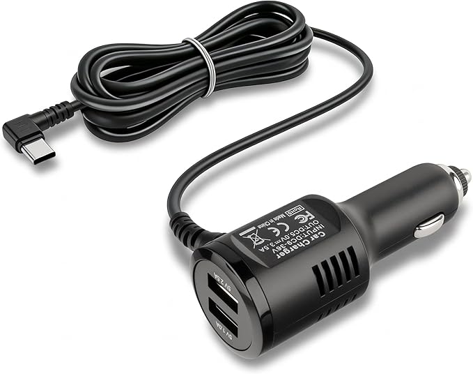 USB-C Car Charger for Dash Cam,Type C USB Power Cord for Car Dashcam Camera Charger Power Cord Compatible for REDTIGER F7N /F7NP,WOLFBOXG840S G850 Dash Cam with DC9-36V 5V/3.5A