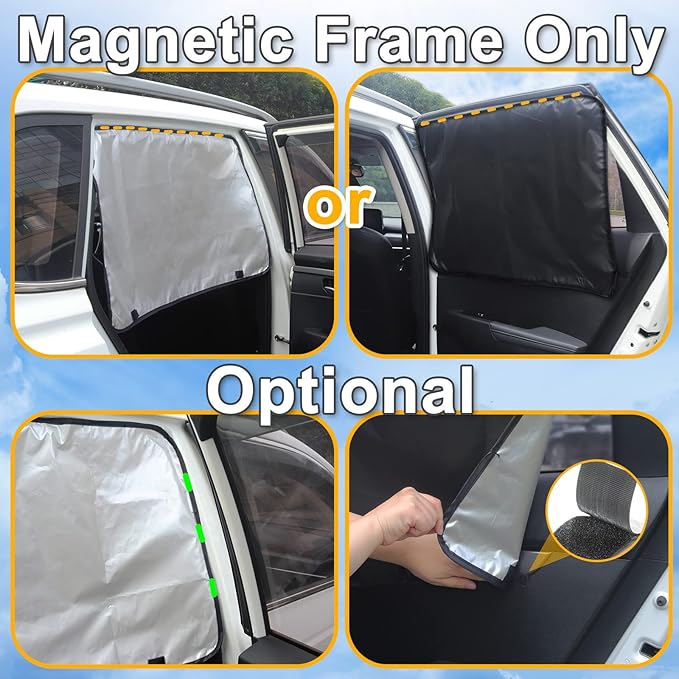Car Window Shades for Side Window (2 Pack) - Car Window Shade for Baby - 31.5 * 20 in - with 10 M40 Magnets - Block Heats and UV Rays