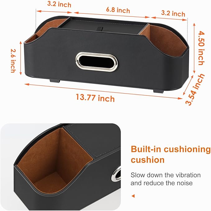 Car Rear Backseat Extra Multifunctional Drink Cup Holder Organizers With Tissue Storage Box Organizer & Hooks For Car Seat Back. Black
