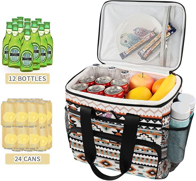 Cooler Bag Insulated Picnic Bag Large Lunch Box Reusable Tote Bag Soft Sided Portable Beach Cooler Grocery Camping