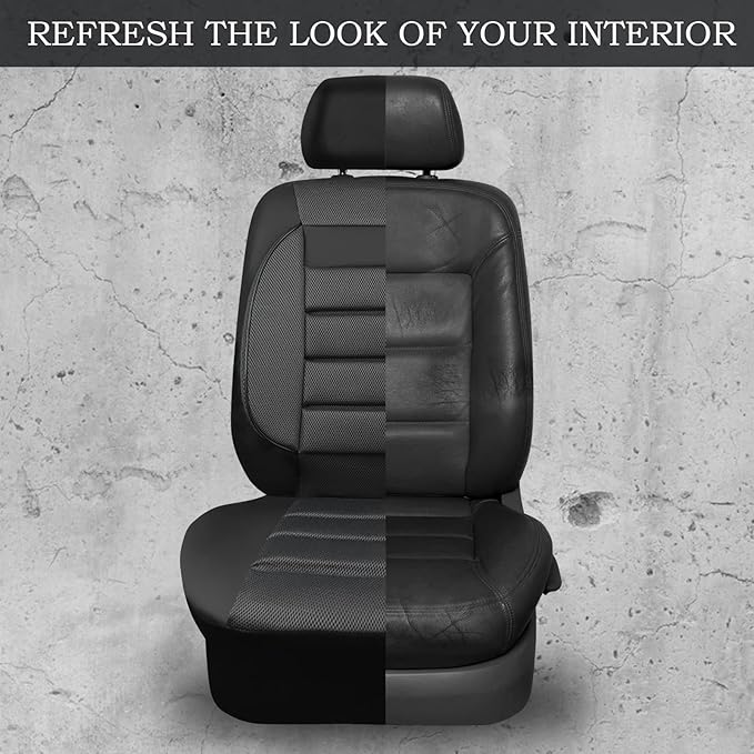 CAR PASS Leather 3D Foam Back Support Car Seat Covers Full Set Air Mesh Automotive Seat Covers, All Season Car Seat Cover Fit Automotive,SUV,Sedan,Van, Airbag Compatible Elegance (Black Charcoal Gray)