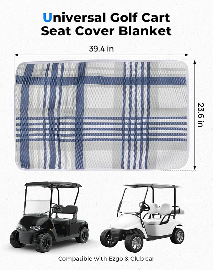 KEMIMOTO Universal Golf Cart Seat Towel Blanket Covers for All Weather, Compatible with EZGO, Club Car and More 2-Seat Golf Carts