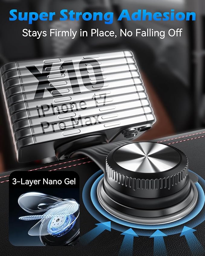 CloudValley Magnetic Car Mount with 15W Fast Charging, 360° Adjustable Bendable Aluminum Arm, Dashboard & Windshield Wireless Charger Phone Holder with Upgraded Silicone Adhesive Pad for iPhone