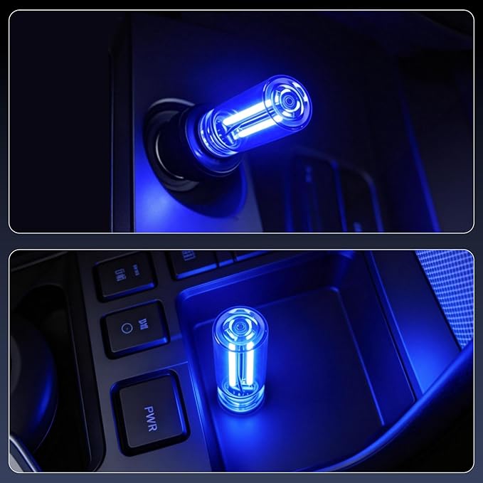 iFunyLED Car Interior USB LED Night Light, Portable Touch dimmable Car Ambient Lighting Kit, Retro Mini Transparent Glass Bottle Lamp Decorations for Vehicle Camping Bedroom Hallway, Pack of 2(Blue)