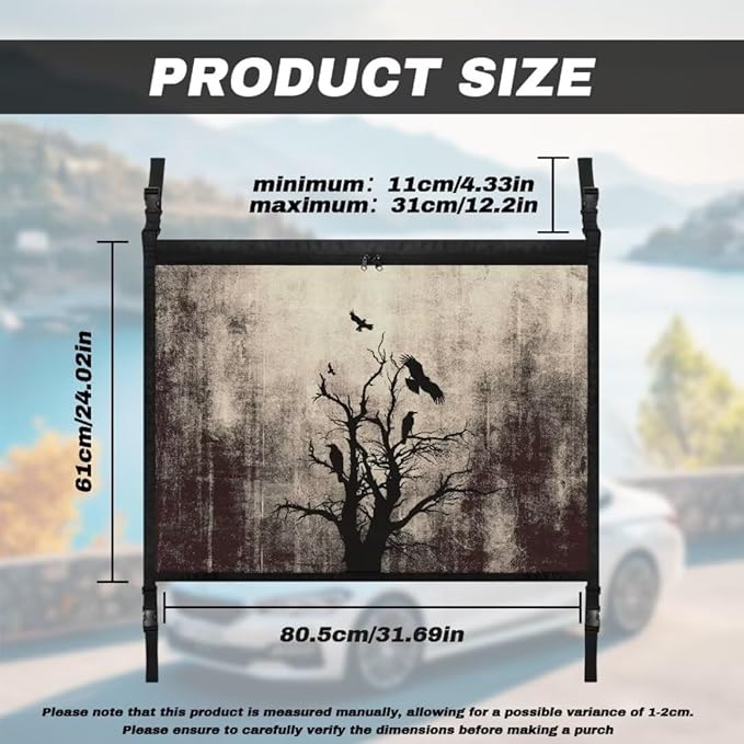 Car Roof Storage Bag Withered Branch Crow Auto Seat Storage Hanging Bag All Car Storage Organizers Vehicle Passenger Seat Organization and Storage for Kids Adults