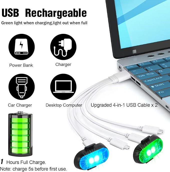 8PCS Wireless LED Strobe Lights with Remote Control, 8 Colors Rechargeable Led Lights Anti-Collision LED Emergency Warning Lights for Car Motorcycle Bike Drone Aircraft