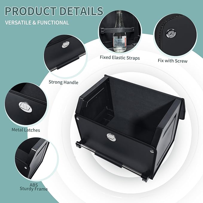 XCF Car Trunk Organizer, Leather Trunk Organizer with Lid and Push-pull Handle Car Storage Box for SUV, Minivan, Sedan (Black, 16.9 x 11.4 x 12.2in)