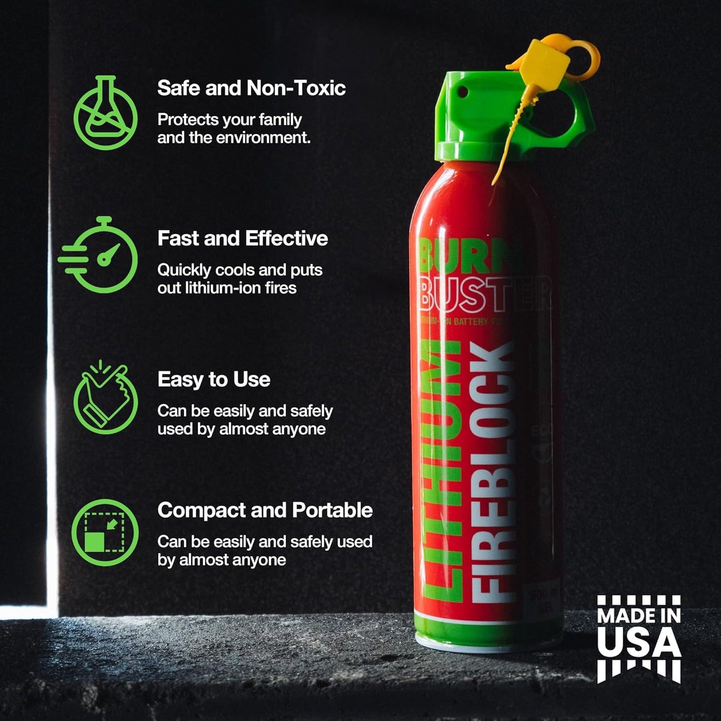 Lithium-Ion Fire Extinguishing Gel 6-Pack - Battery Fire Suppression Gel for Electronics, Stops Thermal Runaway, Non-Toxic, Eco-Friendly, 14oz Canister, Made in USA