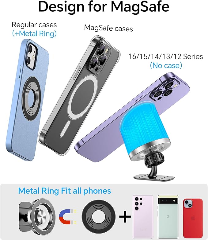 Kaistyle for Magsafe Car Mount【20 Strong Magnets】Magnetic Phone Holder for Car Phone Holder Mount Dash【360°】Cell Phone Holders for Your Car Accessories for Women Men iPhone 16 Pro Max 15 14 13 12 Plus