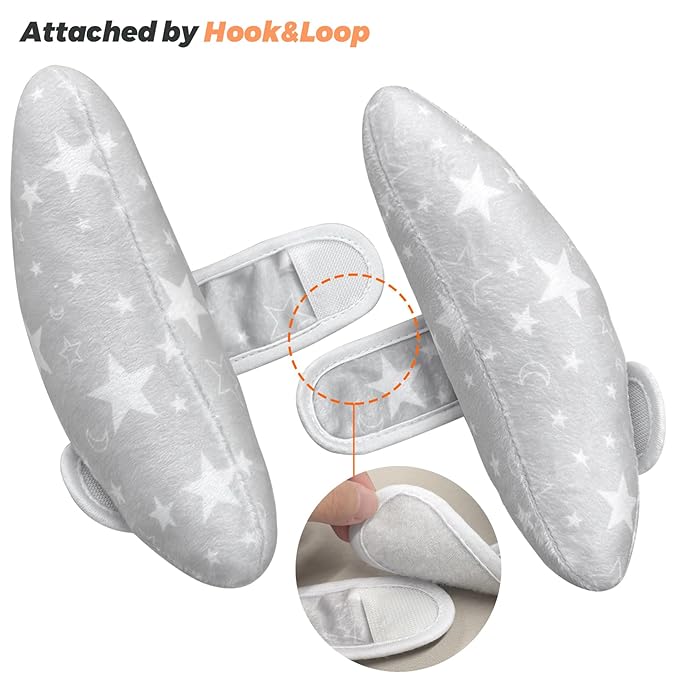 Infant Travel Pillow, Adjustable Baby Head Neck Support Cushion for Car Seat and Stroller - Comfortable and Lightweight Baby Travel Pillow, with Moon and Star Pattern