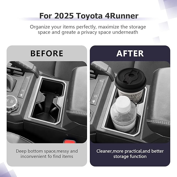 LUWU 2026 4Runner Center Console Cup Holder Compatible with 2025 2026 Toyota 4Runner Interior Accessories Center Console Silicone Cup Holder Insert 4Runner 2026 Accessories 4 Runner 2026 Accessory
