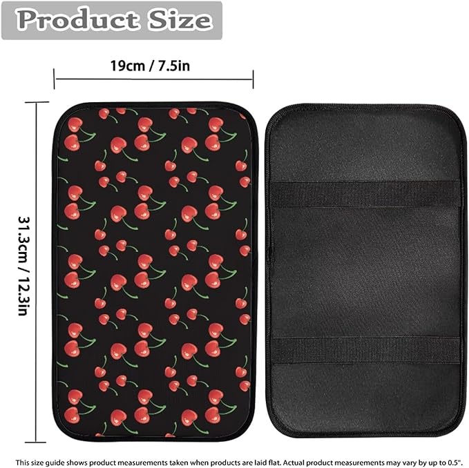 Cherry Auto Center Console Pad, Soft Car Center Console Covers Auto Armrest Seat Box Cover Protector for Most Vehicle SUV Truck